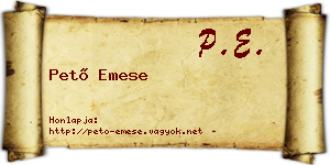 Pető Emese névjegykártya